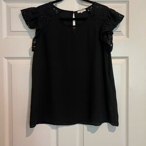 Pleione Black Blouse with Lace Sleeves